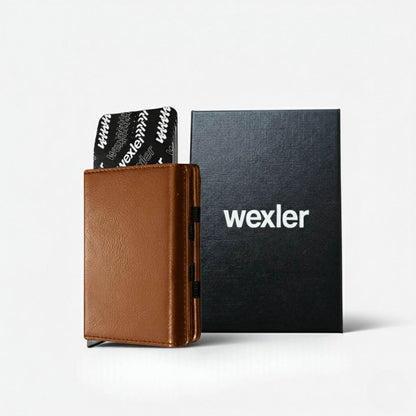 Wex Magic Wallet in camel color with box