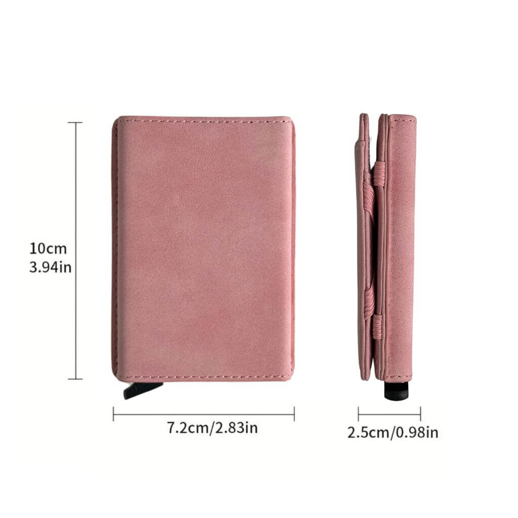 Dimensions of Wex Magic Wallet showing height, width, and thickness